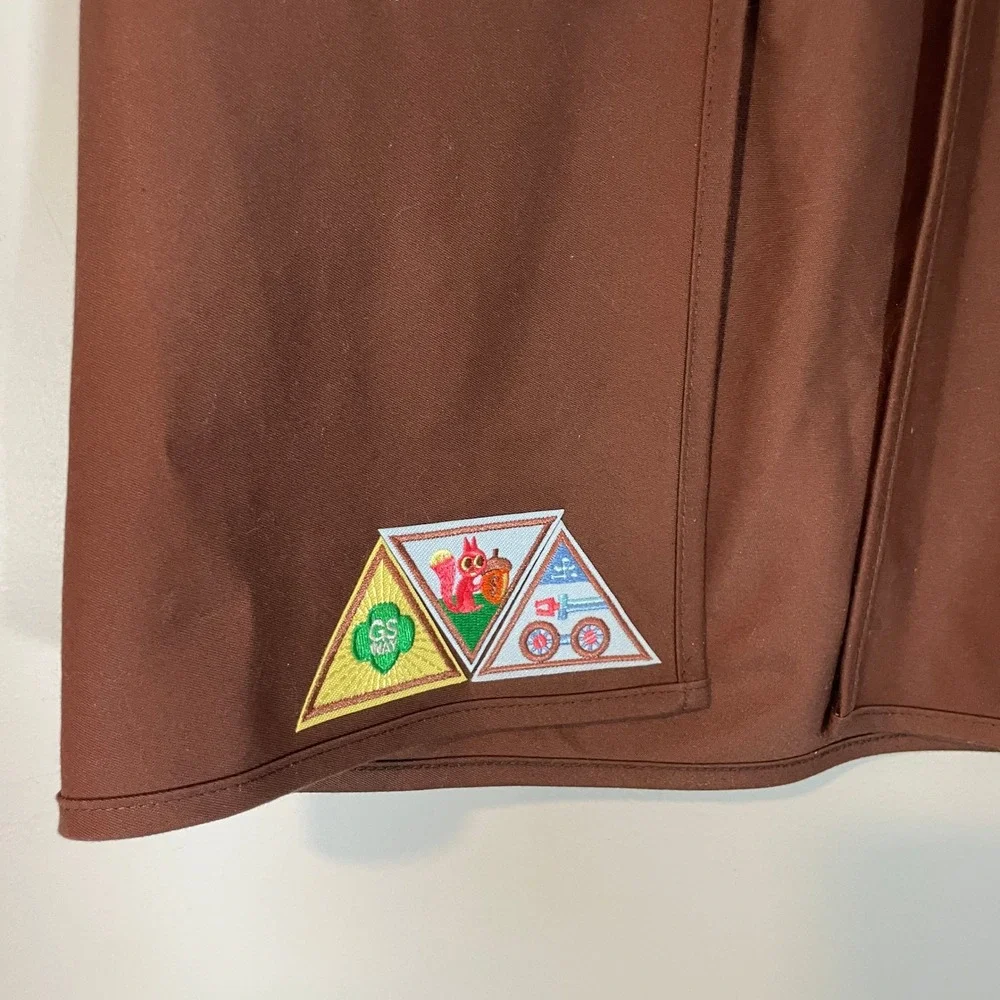 Girl Scouts Brownie Uniform Vest Brown Girls M 10-12 Various Patches Alabama
